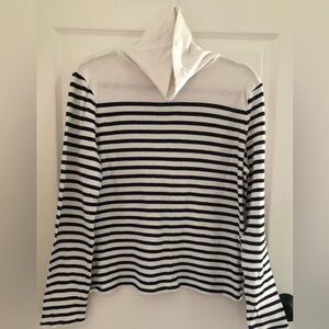 J. Crew Navy and White Striped Turtleneck Sweater